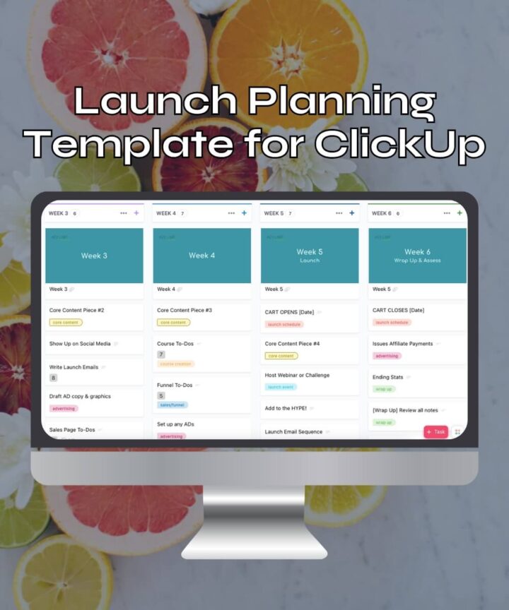 Sneak peek of the Launch Planning template for ClickUp